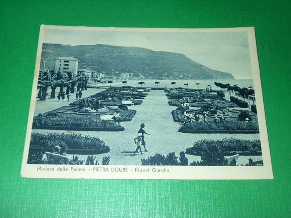 Cartolina Pietra Ligure - Nuovi Giardini 1952