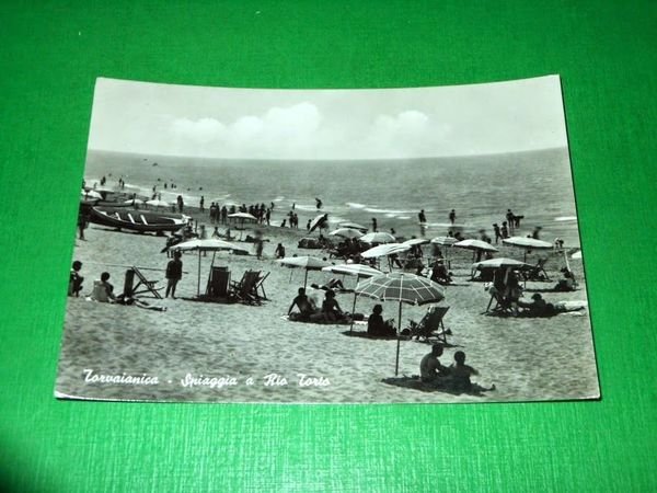 Cartolina Torvaianica - Spiaggia a Rio Torto 1959