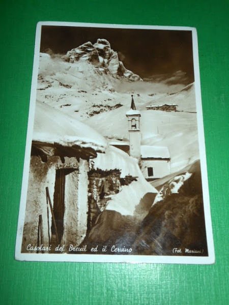 Cartolina Breuil - Casolari ed il Cervino 1939
