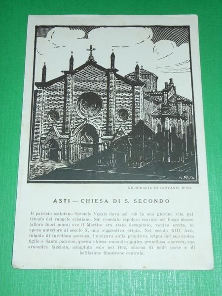 Cartolina Asti - Chiesa di S. Secondo ( xilografia di …