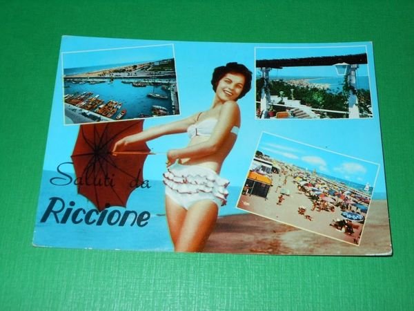 Cartolina Saluti da Riccione - Vedute diverse -- 1960