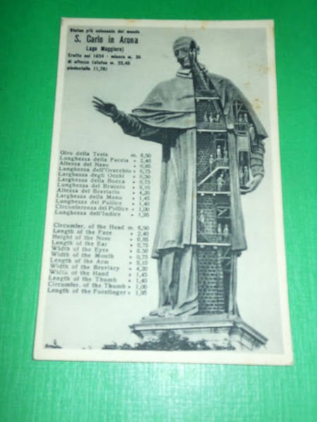 Cartolina La statua di S. Carlo in Arona - Lago …