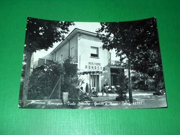 Cartolina Gatteo a Mare - Pensione Romagna - Viale Stazione …