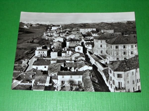 Cartolina Moncalvo Monferrato - Panorama - Le Alpi 1955 ca