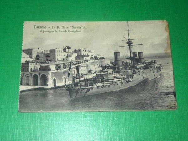 Cartolina Marina Militare Taranto - La R. Nave Sardegna sul …