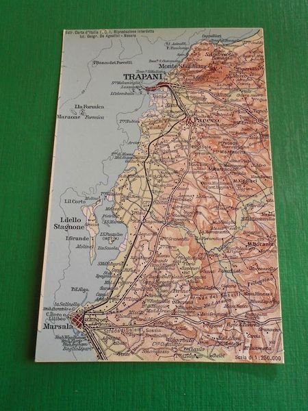 Cartolina Sicilia - Trapani e dintorni - Cartina geografica 1920 …