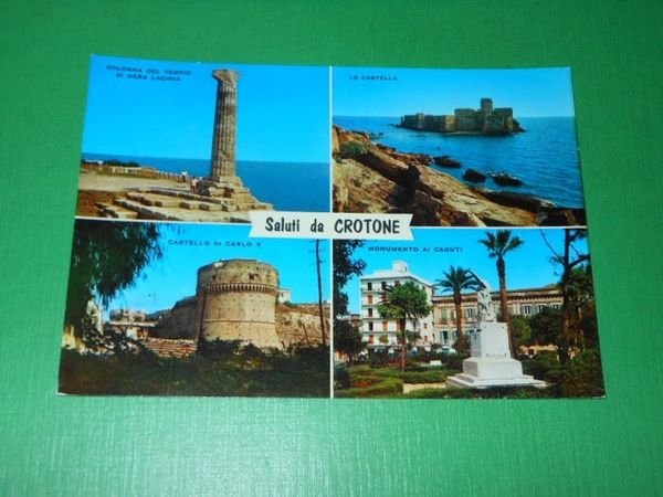 Cartolina Saluti da Crotone - Vedute diverse 1970 ca