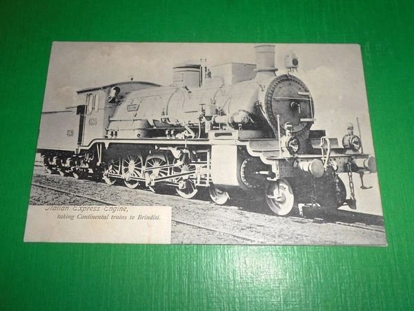 Cartolina Ferrovie Italian Express Engine taking Continental trains to Brindisi