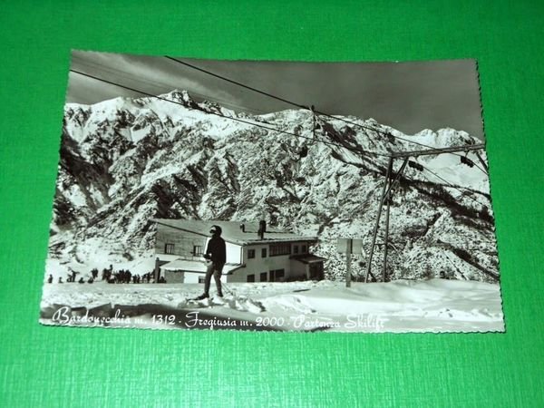 Cartolina Bardonecchia - Fregiusia - Partenza Skilift 1963