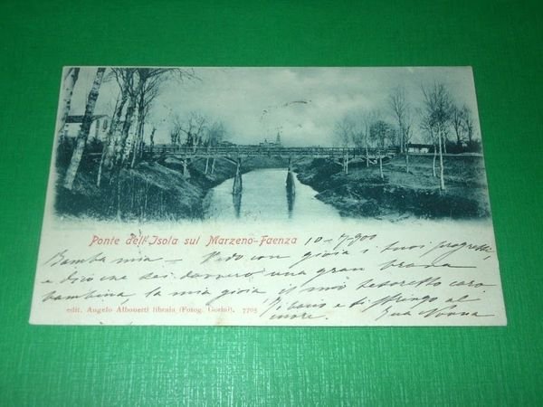 Cartolina Ponte dell' Isola sul Marzeno - Faenza 1900