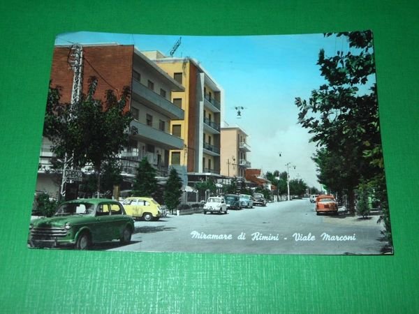 Cartolina Miramare di Rimini - Viale Marconi 1963