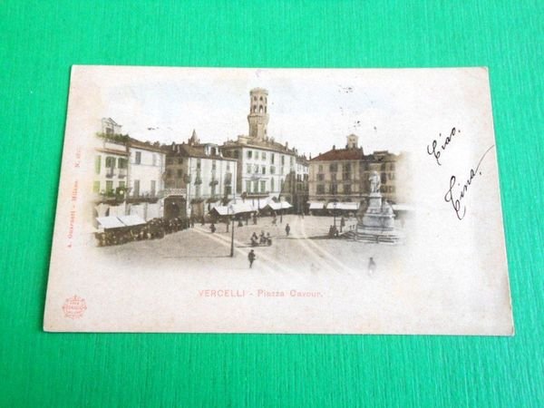 Cartolina Vercelli - Piazza Cavour 1910 ca