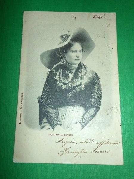 Cartolina Siena - Costumi - Contadina Senese 1900