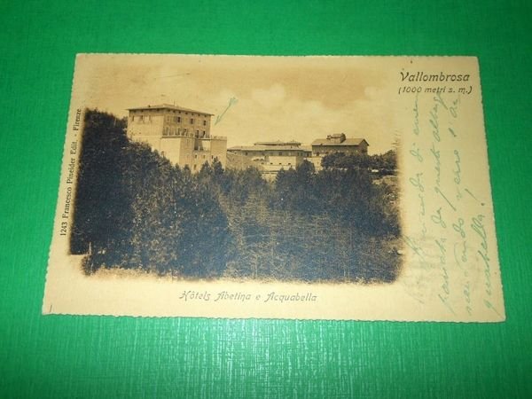 Cartolina Vallombrosa - Hotels Albertina e Acquabella 1921