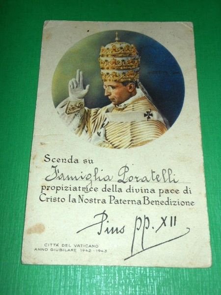 Cartolina Religione Benedizione del Papa Pio XII 1942