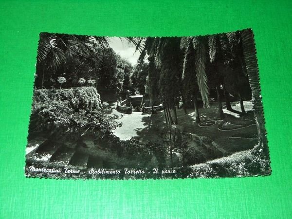 Cartolina Montecatini Terme - Stabilimento Torretta - Il parco 1954