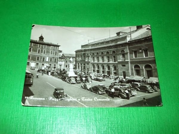Cartolina Ravenna - Piazza Alighieri e Teatro Comunale 1952