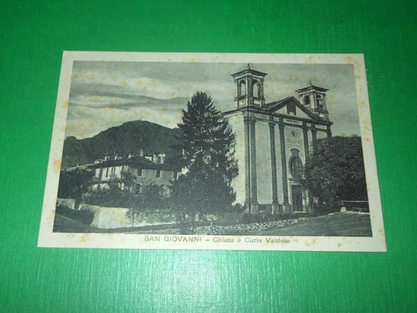Cartolina San Giovanni - Chiesa e Curia Valdese 1930 ca