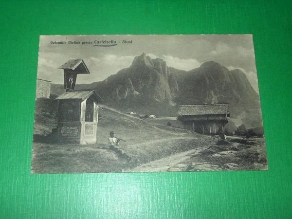 Cartolina Dolomiti - Motivo presso Castelrotto - Siusi 1932