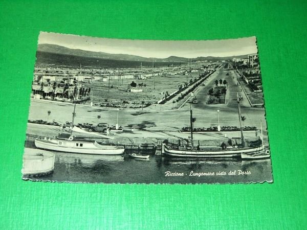 Cartolina Riccione - Lungomare visto dal Porto 1954