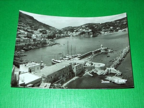 Cartolina Ponza - Il porto e scorcio panoramico 1960 ca