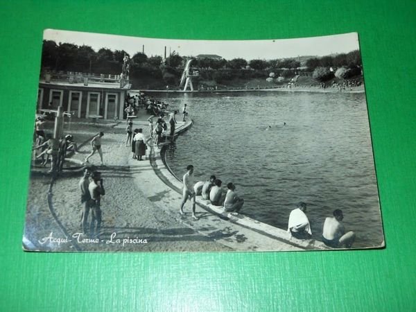 Cartolina Acqui Terme - La piscina 1952