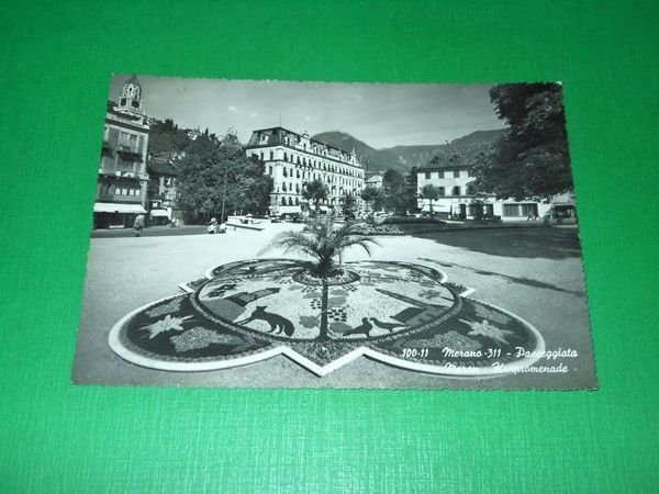 Cartolina Merano - Passeggiata / Meran - Kurpromenade 1957