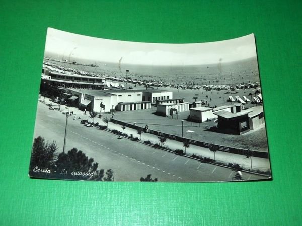 Cartolina Cervia - La spiaggia 1957