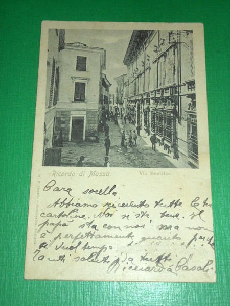 Cartolina Ricordo di Massa - Via Beatrice 1902