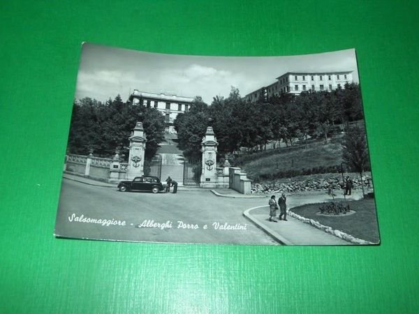 Cartolina Salsomaggiore - Alberghi Porro e Valentini 1954