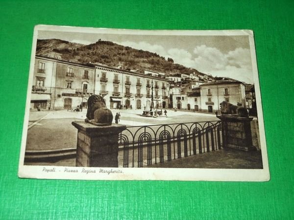 Cartolina Popoli - Piazza Regina Margherita 1938