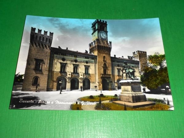 Cartolina Busseto - Piazza e Monumento a G. Verdi 1965