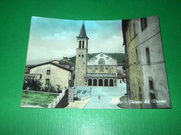 Cartolina Spoleto - Piazza del Duomo 1960