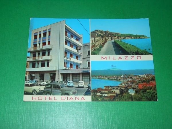 Cartolina Milazzo - Hotel Diana - Vedute diverse 1970