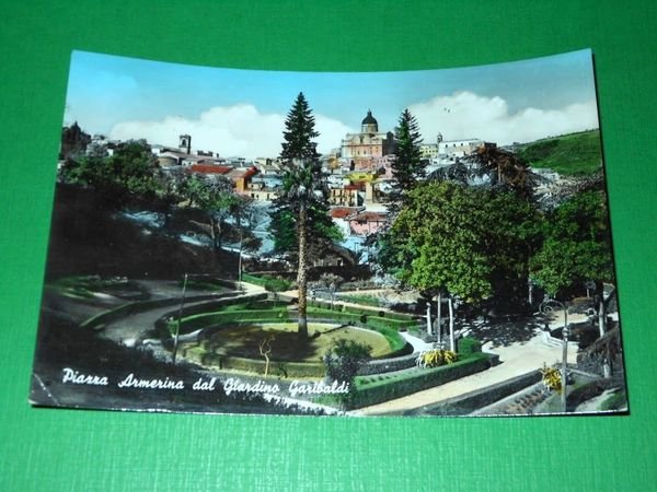 Cartolina Piazza Armerina - Veduta dal Giardino Garibaldi 1961