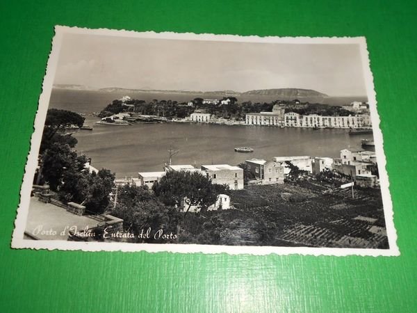 Cartolina Porto d' Ischia - Entrata del Porto 1954