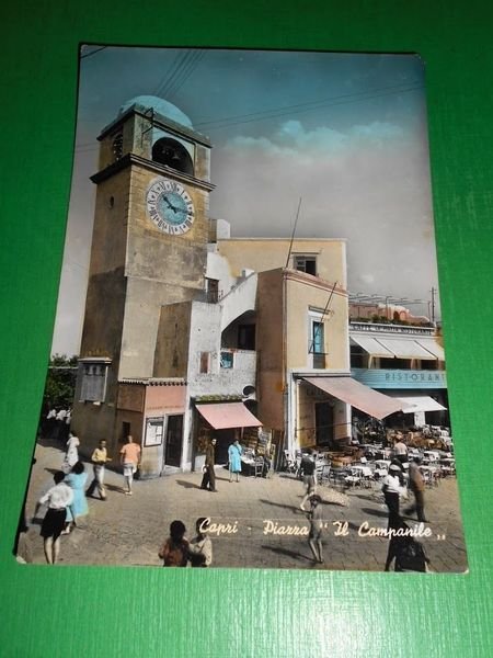 Cartolina Capri - Piazza Il Campanile 1953