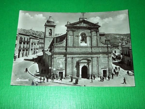 Cartolina Canicatti - Chiesa di S. Diego 1955