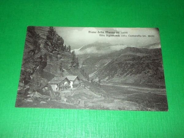Cartolina Piano della Mussa - Villa Sigismondi colla Ciamarella 1915 …