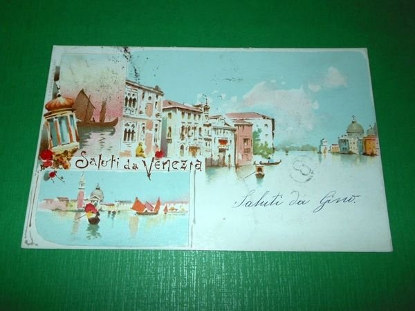 Cartolina Saluti da Venezia - Vedute diverse 1901