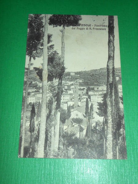 Cartolina Fiesole - Panorama dal Poggio di S. Francesco 1913