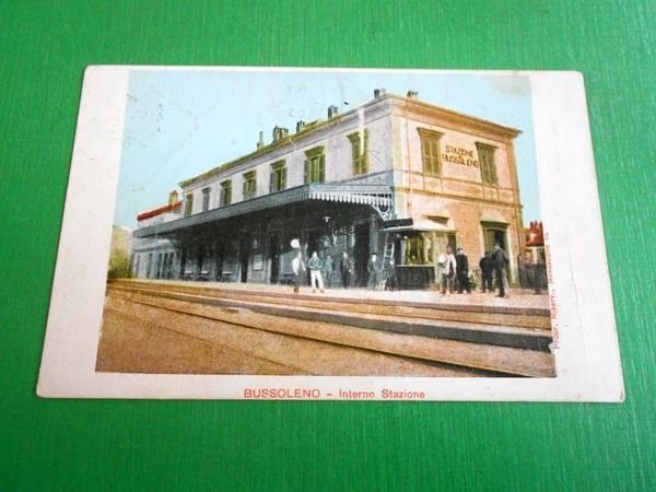 Cartolina Bussoleno - Interno Stazione 1905