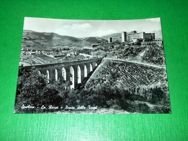 Cartolina Spoleto - La Rocca e Ponte delle Torri 1959