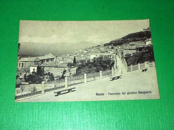 Cartolina Assisi - Panorama dal giardino Margherita 1909