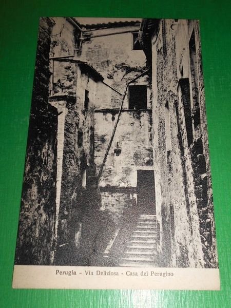 Cartolina Perugia - Via Deliziosa - Casa del Perugino 1920 …