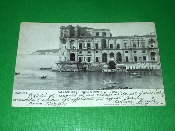 Cartolina Napoli - Palazzo Donn'Anna e Punta di Posillipo 1912