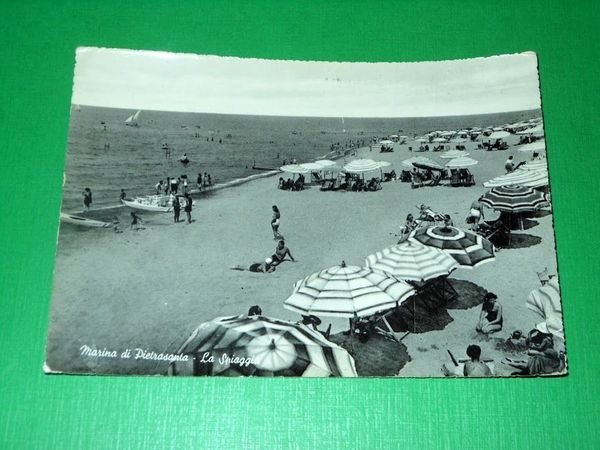 Cartolina Marina di Pietrasanta - La spiaggia 1952