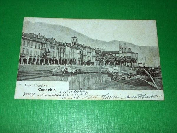 Cartolina Lago Maggiore - CANNOBIO - Piazza Indipendenza 1909