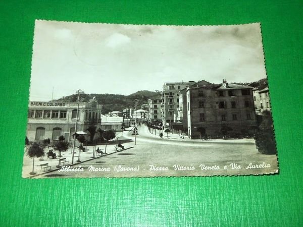 Cartolina Albisola Marina - Piazza Vittorio Veneto e Via Aurelia …