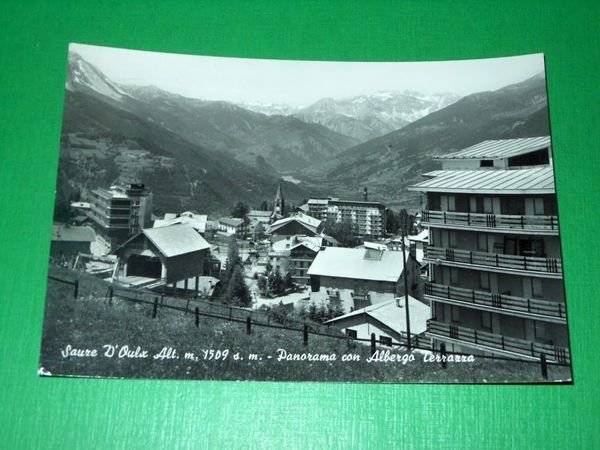 Cartolina Sauze d' Oulx - Panorama con Albergp Terrazza 1963